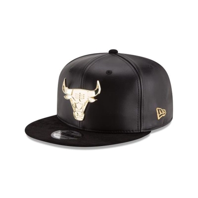 Chicago Bulls Gorra | New Era NBA Suede With Gold 9fifty Strapback Cap Mexico - Negros